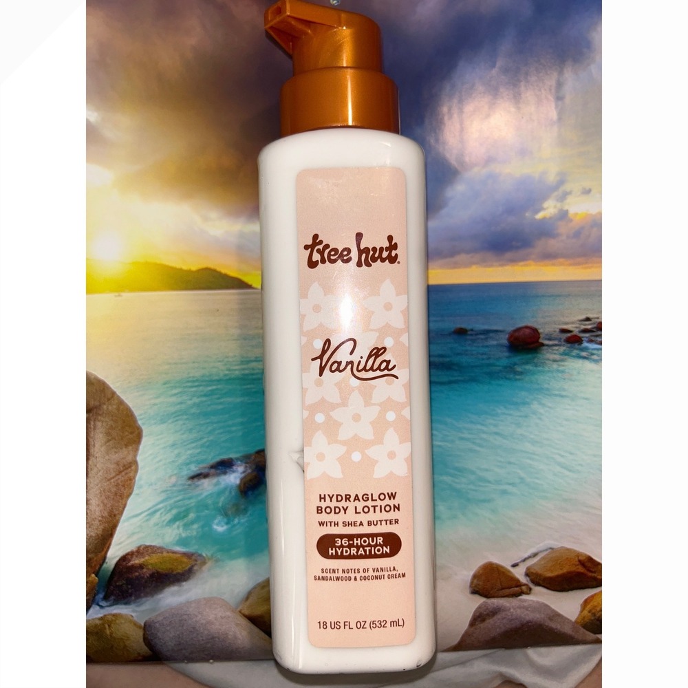 Tree Hut Vanilla Hydraglow Serum Body Lotion Shea Butter Hydration 18oz Pump